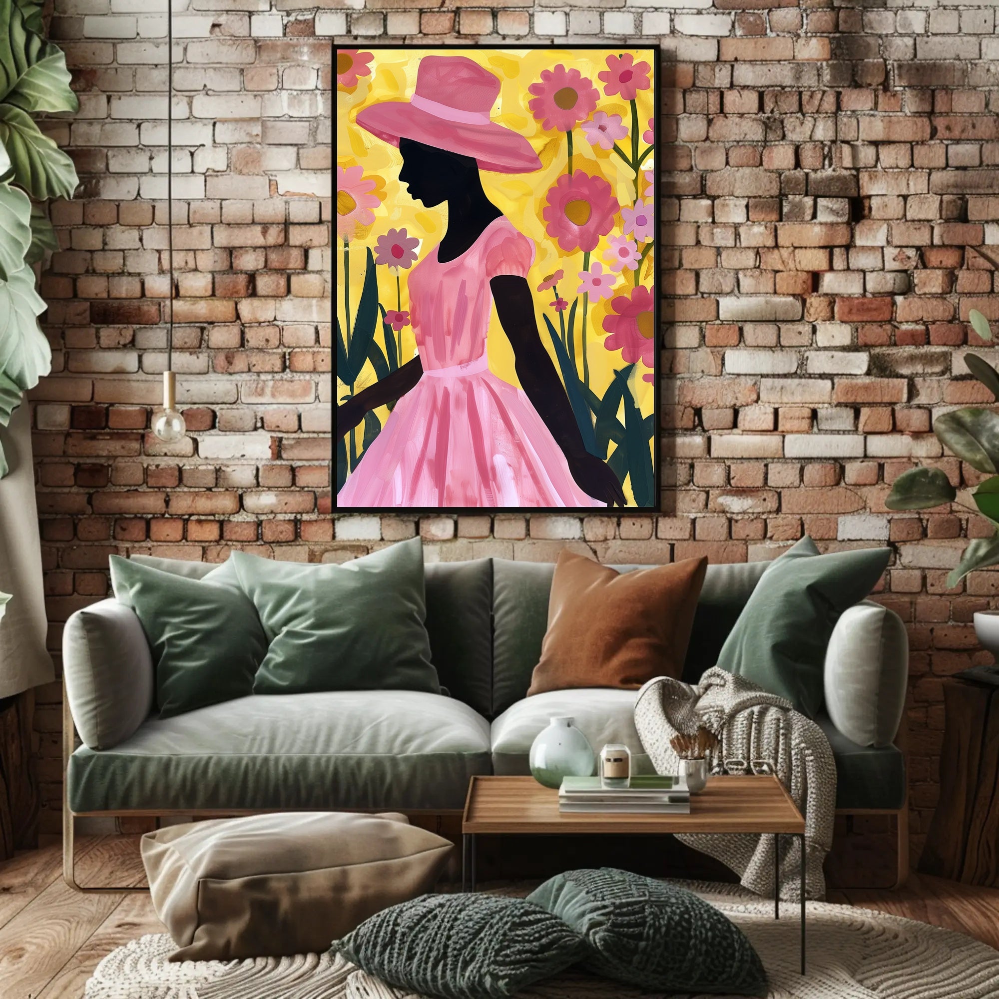 Silhouetted Woman in Pink: Artistic Poster PosterGoat