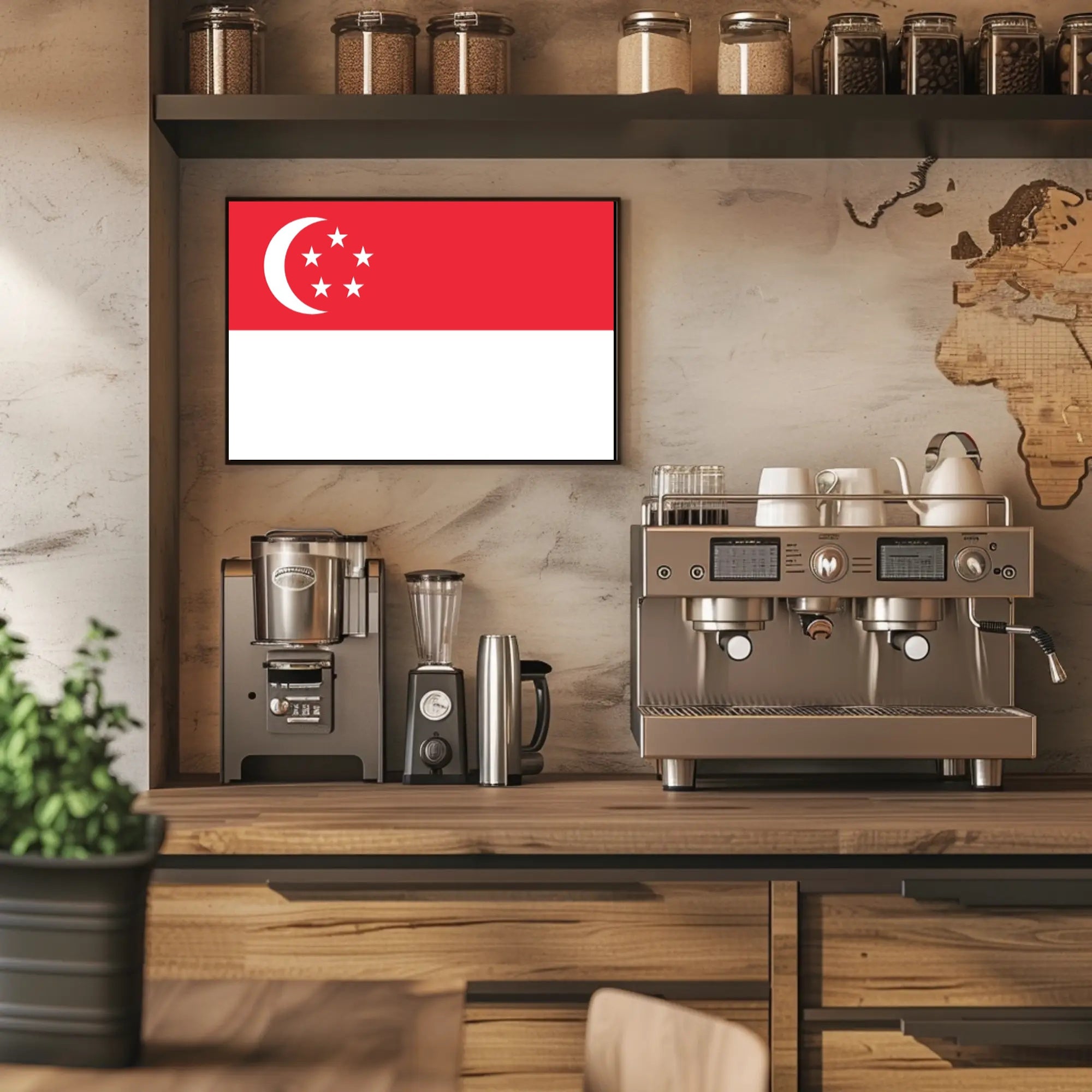 Singaporean Flag: Bold Patriotic Country Flag Poster PosterGoat