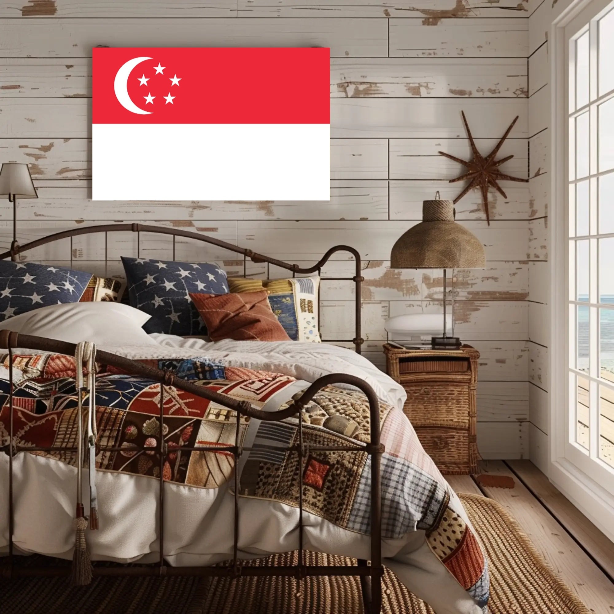 Singaporean Flag: Bold Patriotic Country Flag Poster PosterGoat
