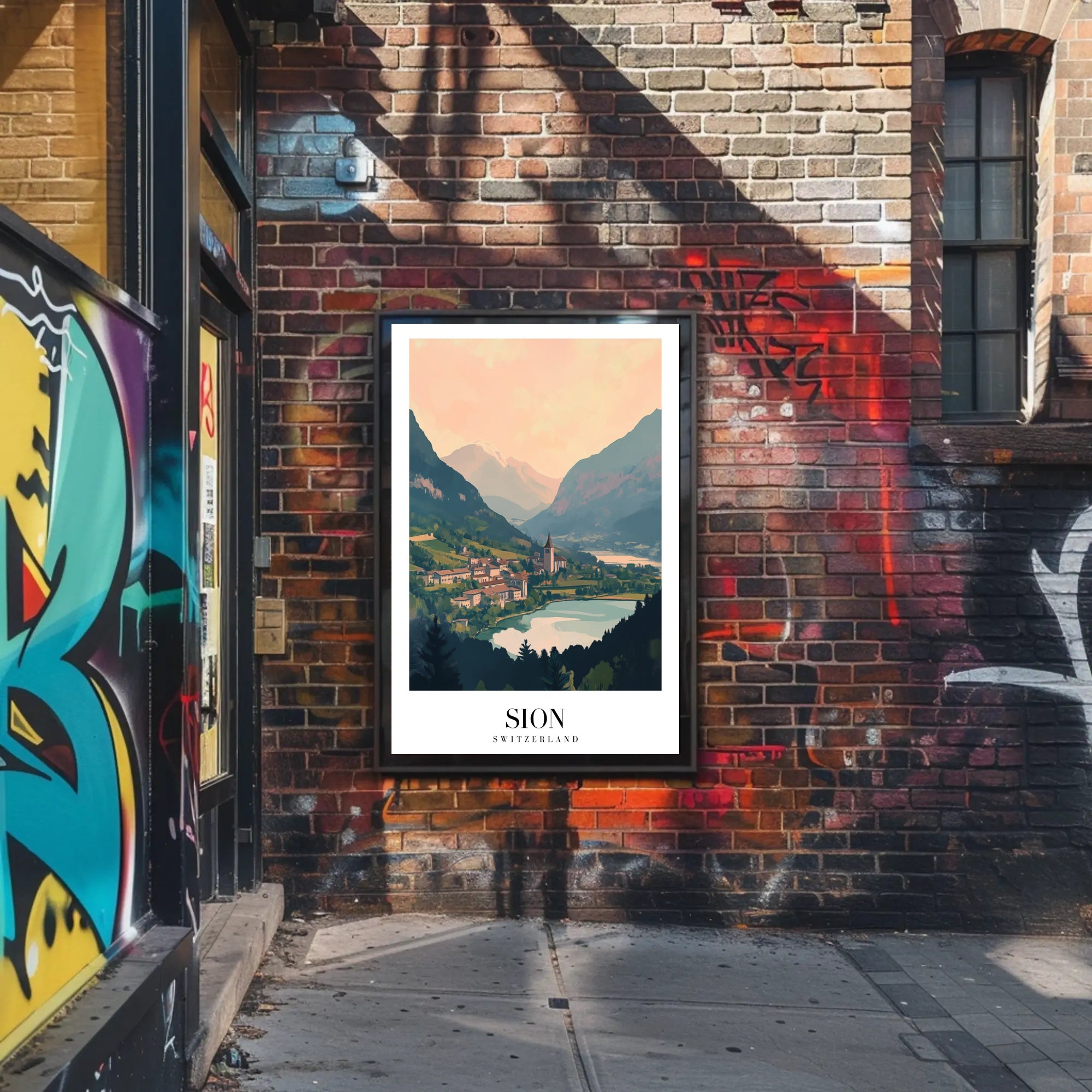 Sion Cityscape Art Print: Urban or Cityscape Poster PosterGoat