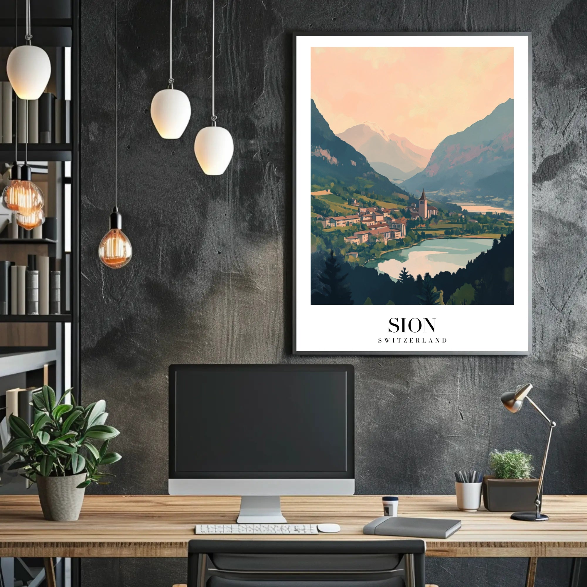 Sion Cityscape Art Print: Urban or Cityscape Poster PosterGoat