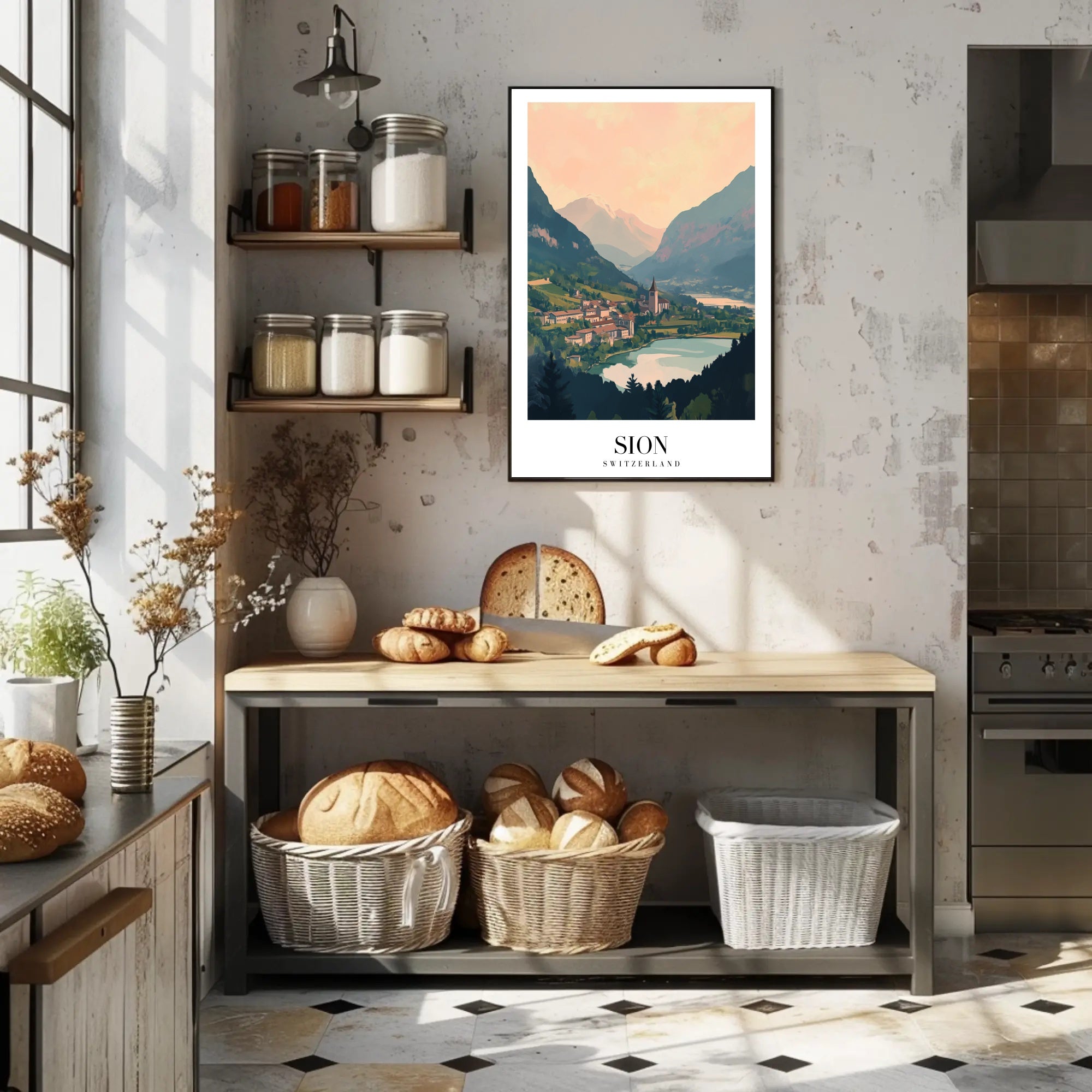 Sion Cityscape Art Print: Urban or Cityscape Poster PosterGoat