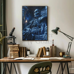 Skeletal Monarch on Throne Fantasy Art Poster PosterGoat