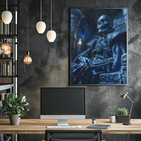 Skeletal Monarch on Throne Fantasy Art Poster PosterGoat