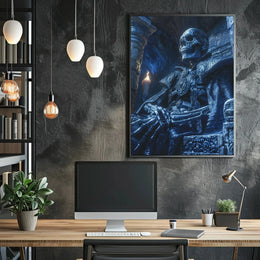 Skeletal Monarch on Throne Fantasy Art Poster PosterGoat