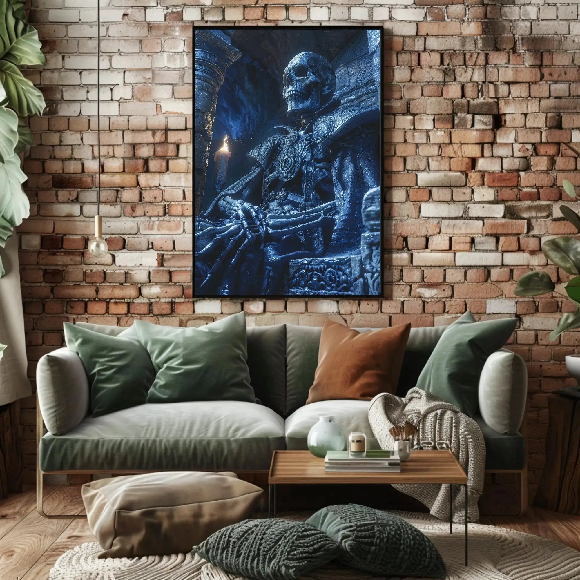 Skeletal Monarch on Throne Fantasy Art Poster PosterGoat