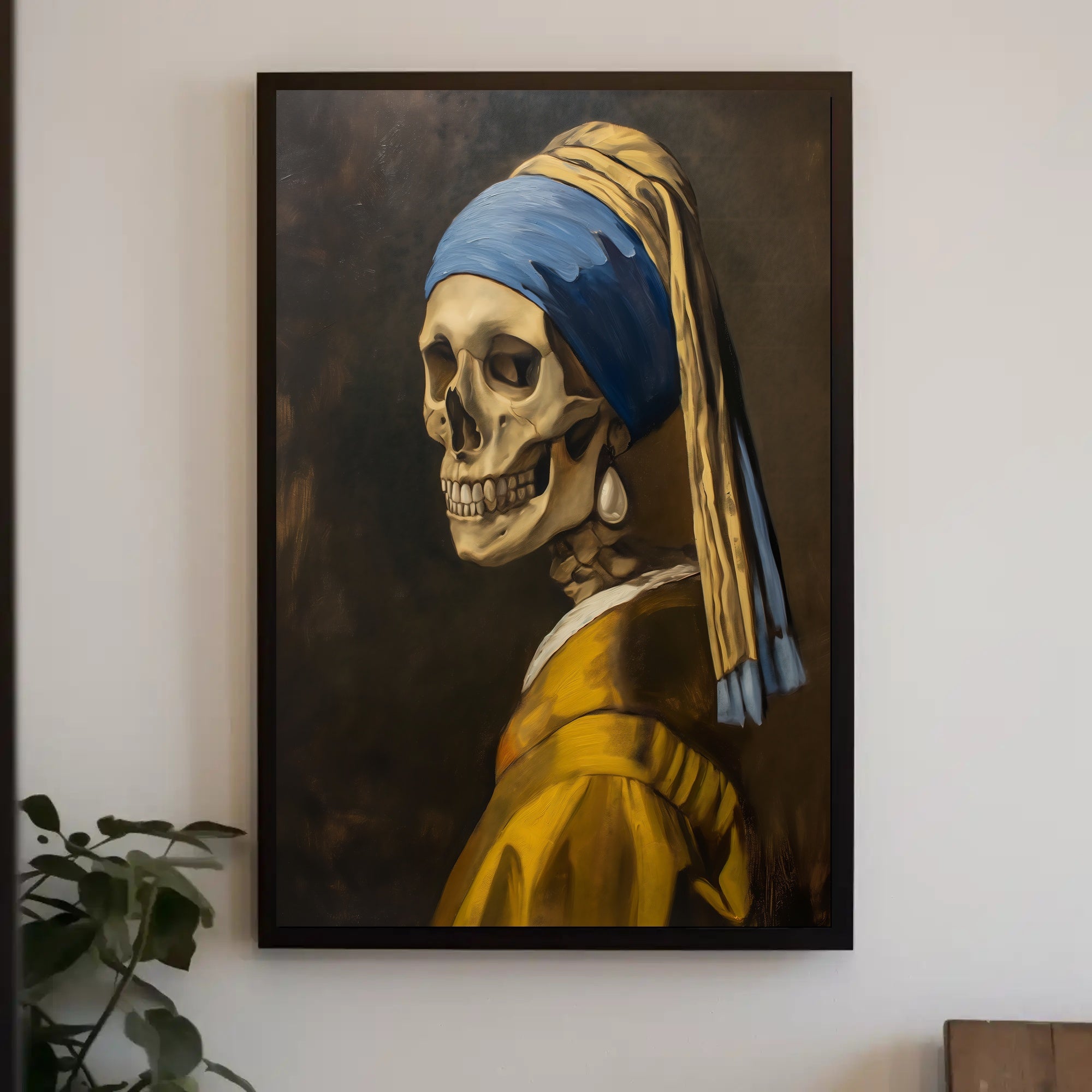 Skeletal Portrait with Earring Artistic Poster PosterGoat