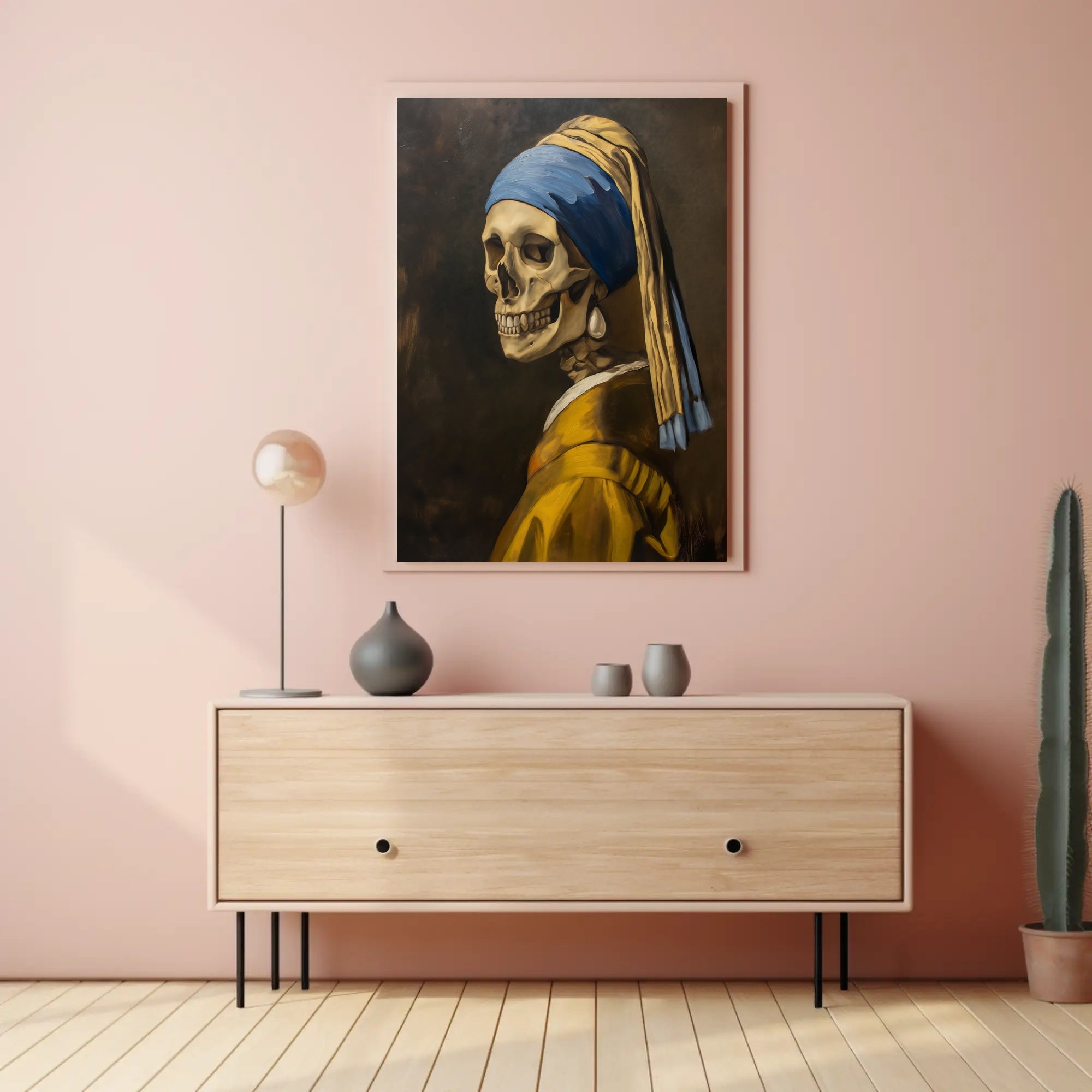 Skeletal Portrait with Earring Artistic Poster PosterGoat