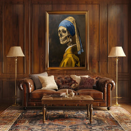 Skeletal Portrait with Earring Artistic Poster PosterGoat