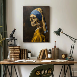 Skeletal Portrait with Earring Artistic Poster PosterGoat
