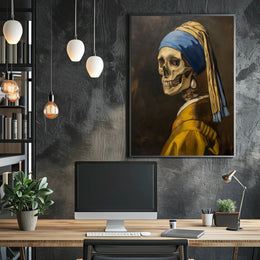 Skeletal Portrait with Earring Artistic Poster PosterGoat