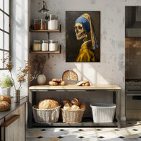 Skeletal Portrait with Earring Artistic Poster PosterGoat