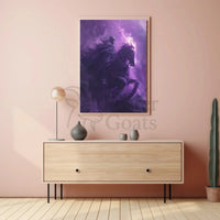 Skeletal Rider on Fiery Horse Fantasy Illustration Poster PosterGoat