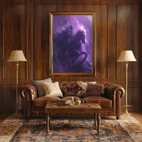 Skeletal Rider on Fiery Horse Fantasy Illustration Poster PosterGoat