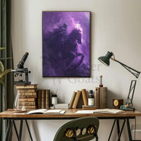 Skeletal Rider on Fiery Horse Fantasy Illustration Poster PosterGoat