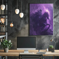 Skeletal Rider on Fiery Horse Fantasy Illustration Poster PosterGoat