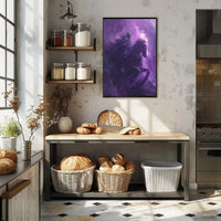 Skeletal Rider on Fiery Horse Fantasy Illustration Poster PosterGoat