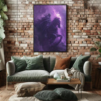 Skeletal Rider on Fiery Horse Fantasy Illustration Poster PosterGoat