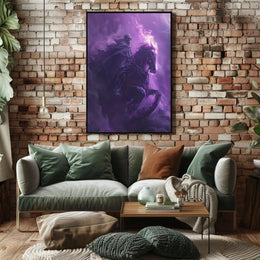 Skeletal Rider on Fiery Horse Fantasy Illustration Poster PosterGoat
