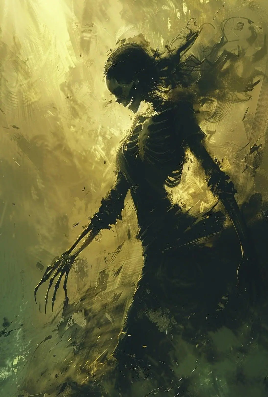 Skeletal Specter Digital Art Print: Abstract, Artistic, or Pop Culture Poster PosterGoat