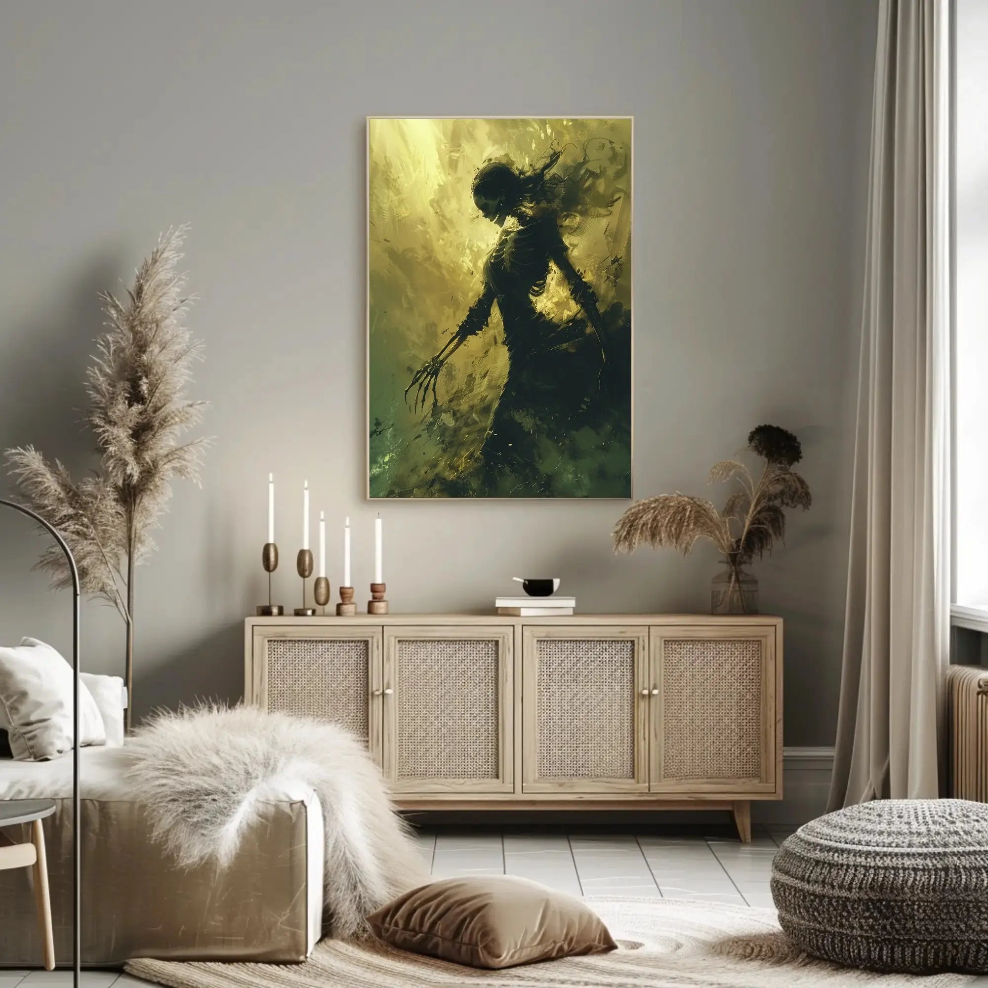 Skeletal Specter Digital Art Print: Abstract, Artistic, or Pop Culture Poster PosterGoat