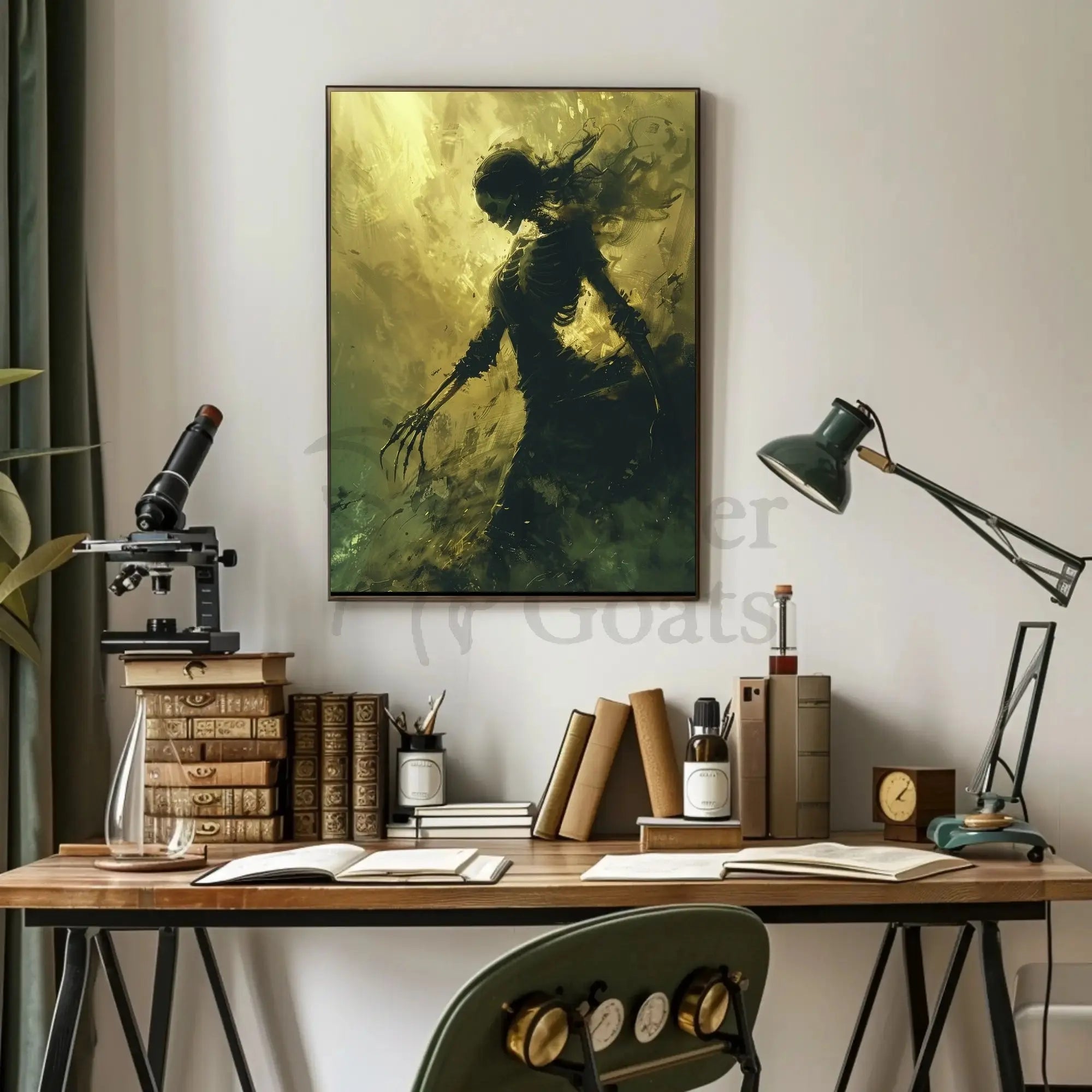 Skeletal Specter Digital Art Print: Abstract, Artistic, or Pop Culture Poster PosterGoat