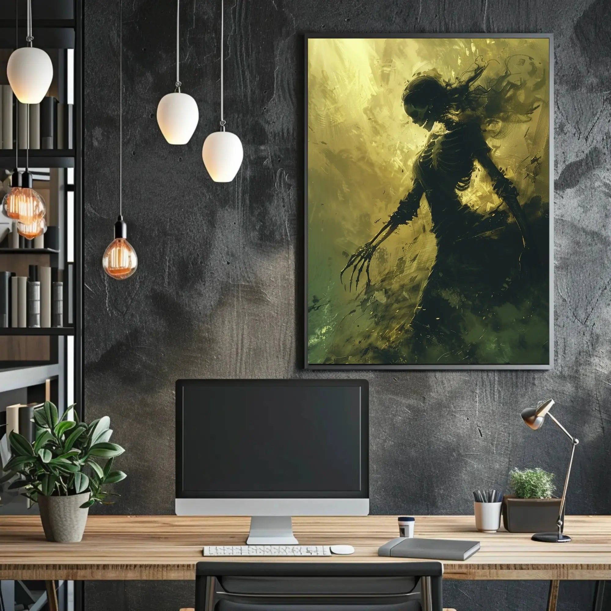 Skeletal Specter Digital Art Print: Abstract, Artistic, or Pop Culture Poster PosterGoat
