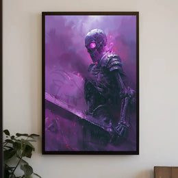 Skeletal Warrior in Eerie Mist Fantasy Poster PosterGoat