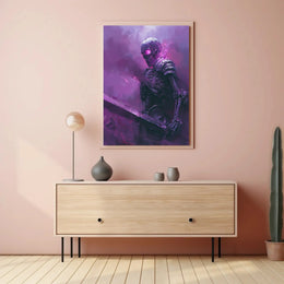 Skeletal Warrior in Eerie Mist Fantasy Poster PosterGoat