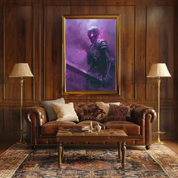 Skeletal Warrior in Eerie Mist Fantasy Poster PosterGoat