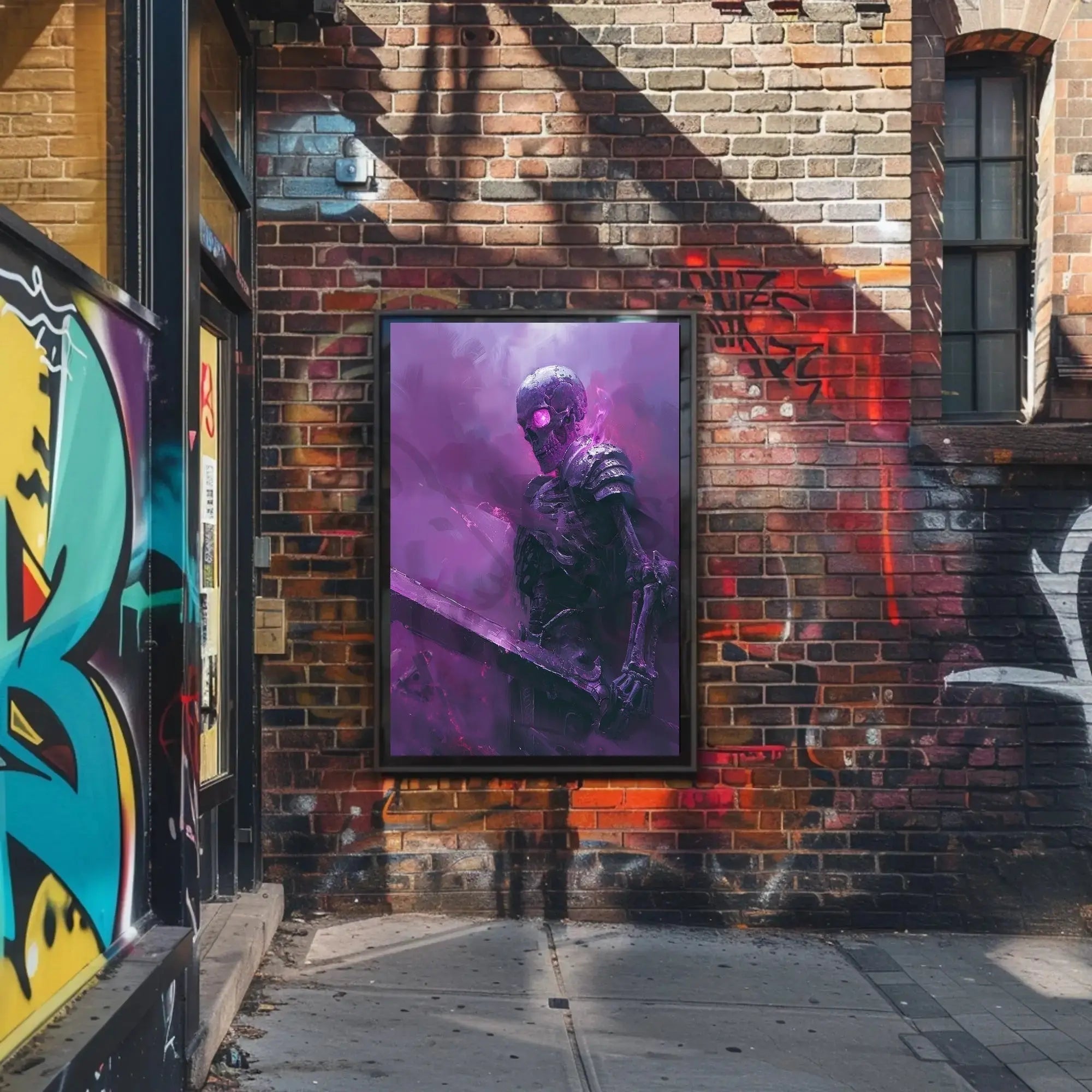 Skeletal Warrior in Eerie Mist Fantasy Poster PosterGoat