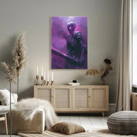 Skeletal Warrior in Eerie Mist Fantasy Poster PosterGoat