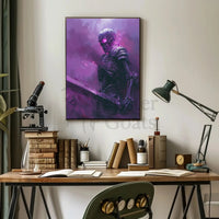 Skeletal Warrior in Eerie Mist Fantasy Poster PosterGoat