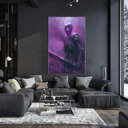 Skeletal Warrior in Eerie Mist Fantasy Poster PosterGoat