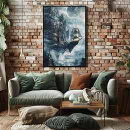 Skyborne Ship Adventure Fantasy Artistic Poster PosterGoat