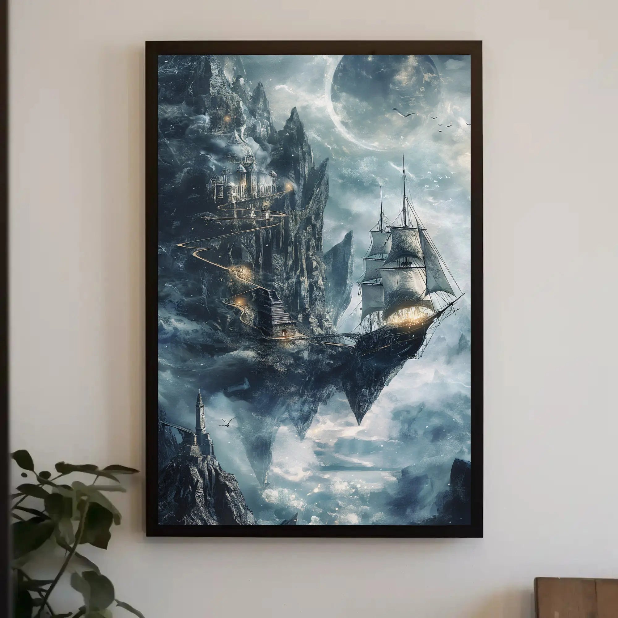 Skyborne Ship Adventure Fantasy Artistic Poster PosterGoat