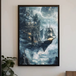 Skyborne Ship Adventure Fantasy Artistic Poster PosterGoat