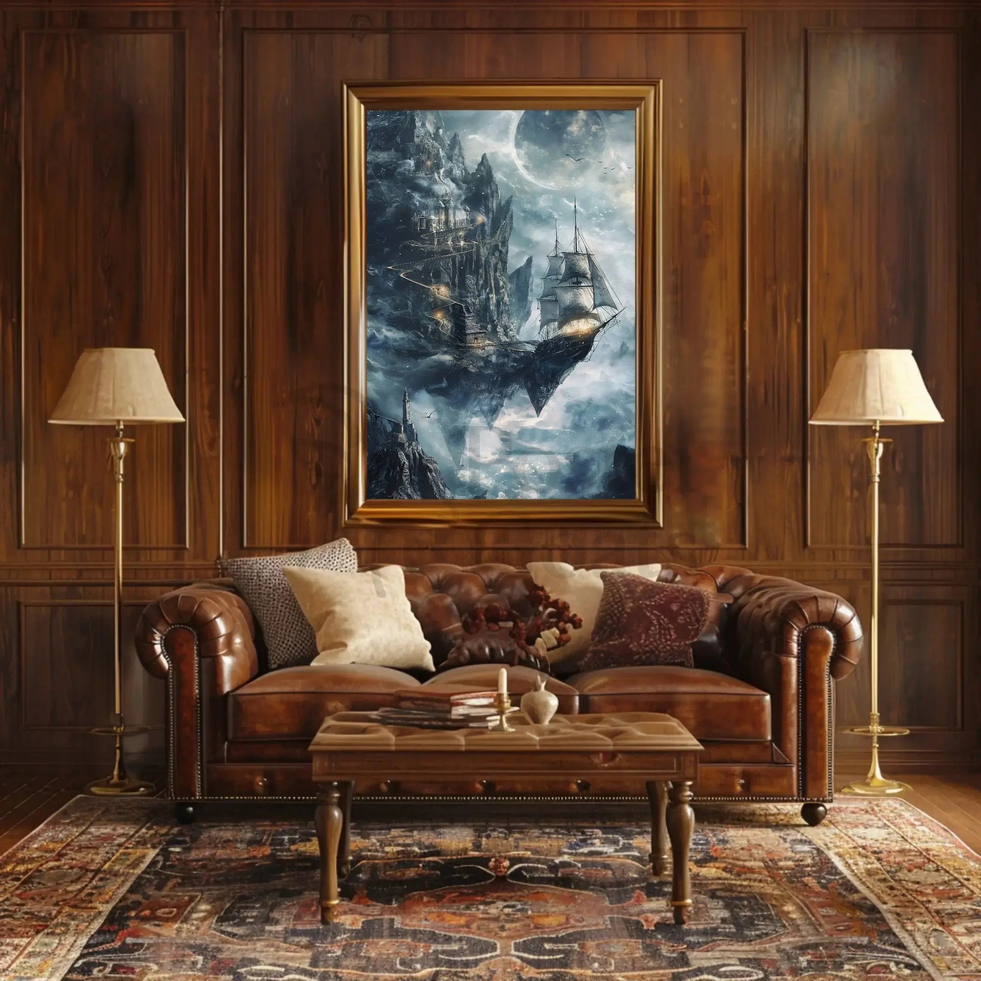 Skyborne Ship Adventure Fantasy Artistic Poster PosterGoat
