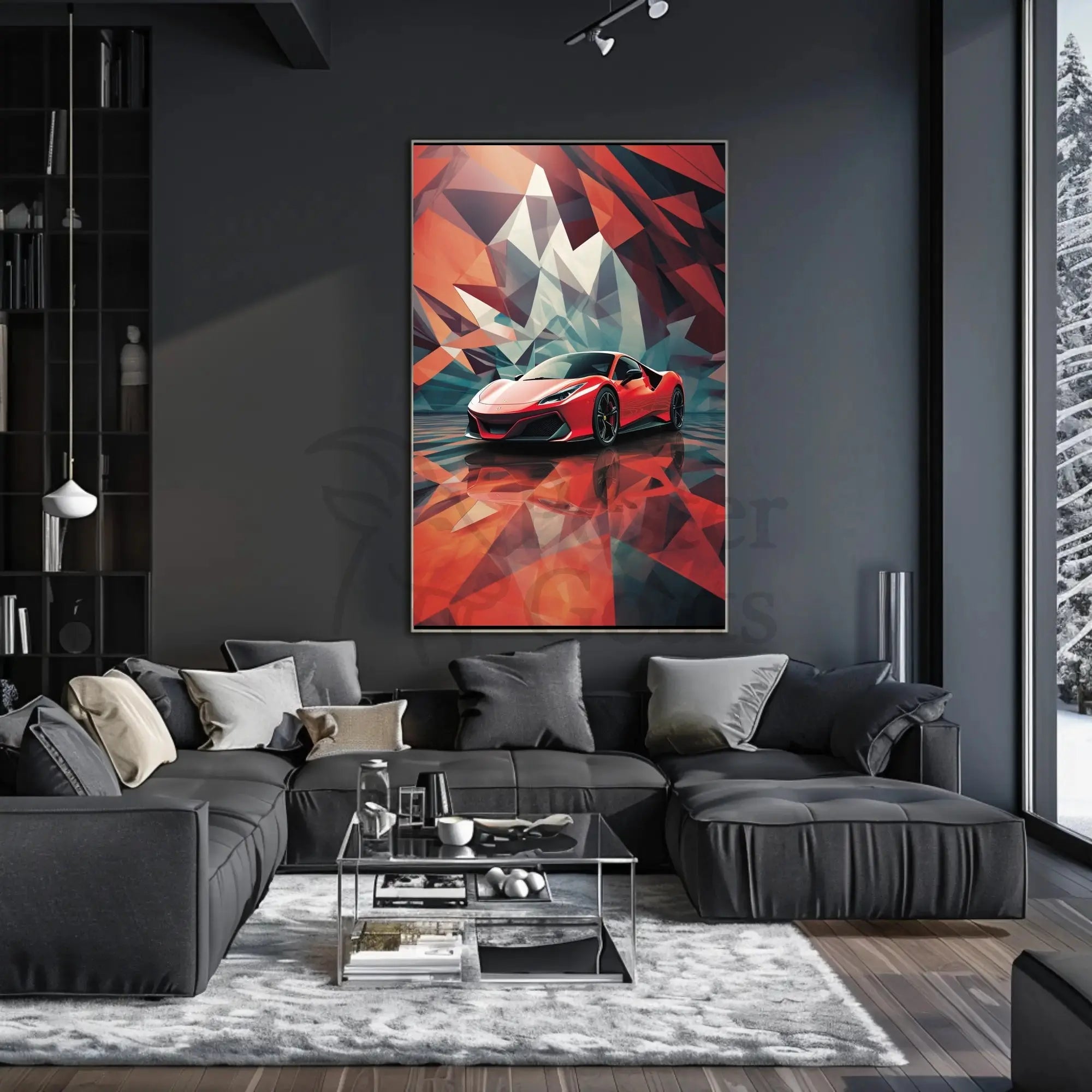 Sleek Modern Sports Car Abstract Artistic Poster PosterGoat