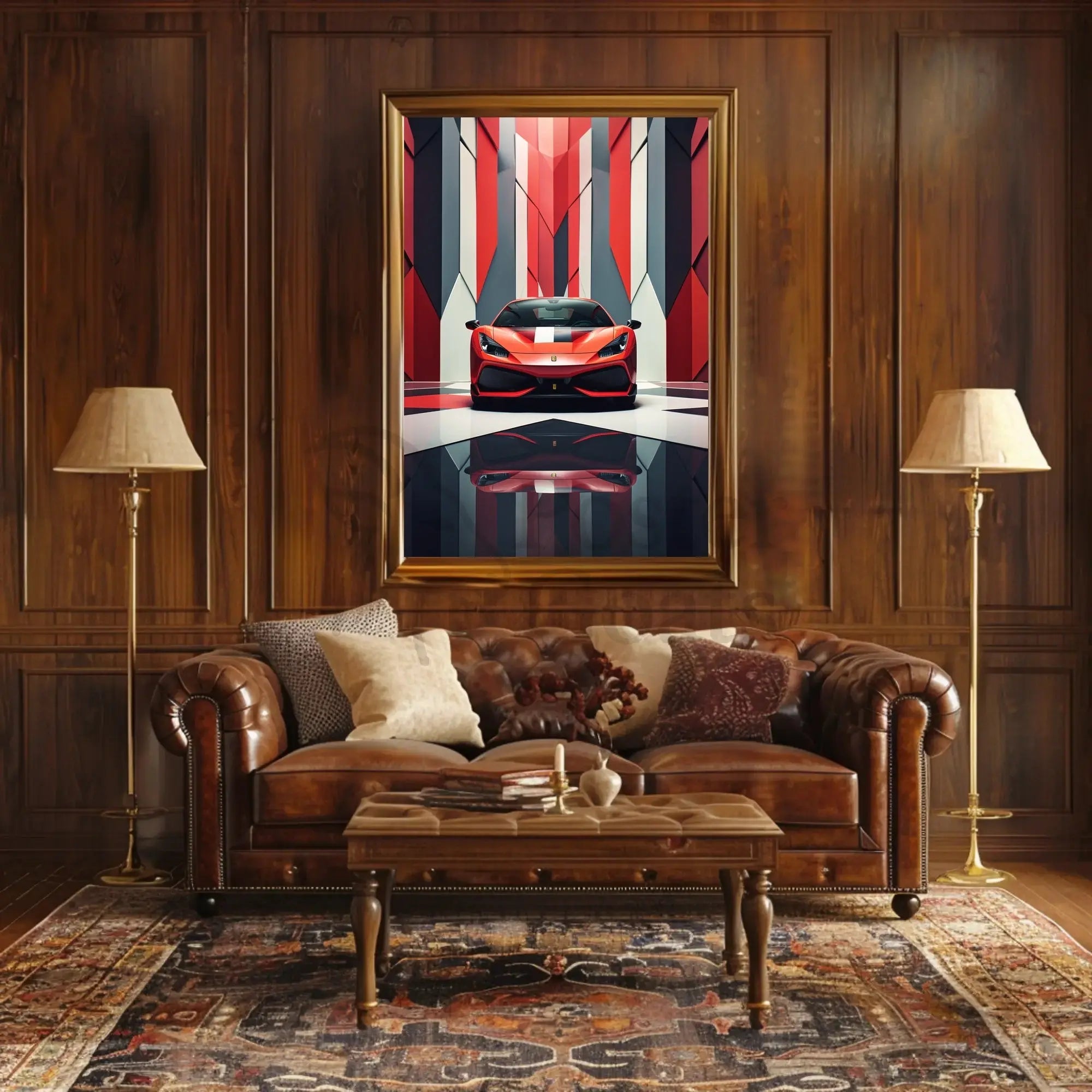 Sleek Sports Car High-Impact Artistic Poster PosterGoat