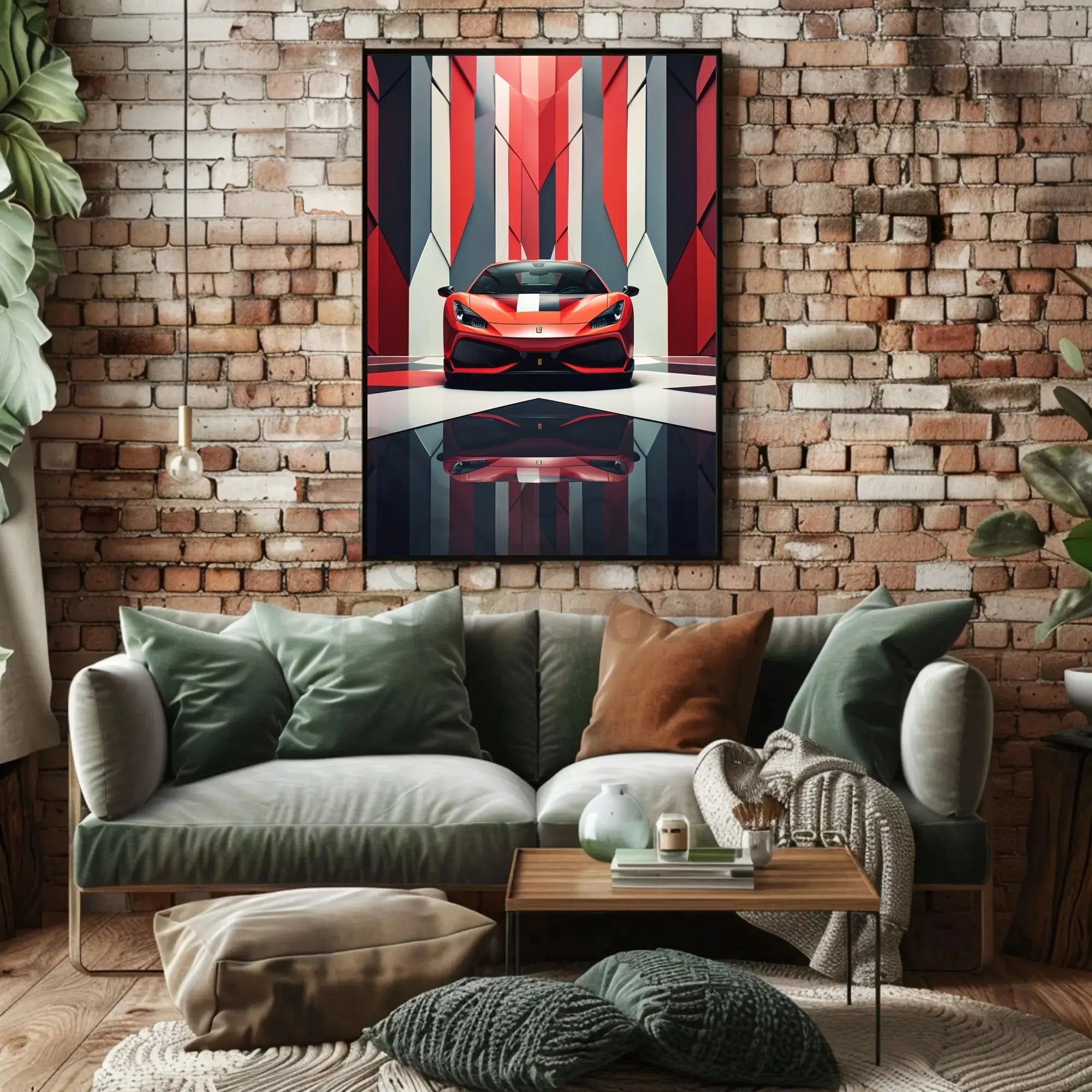 Sleek Sports Car High-Impact Artistic Poster PosterGoat