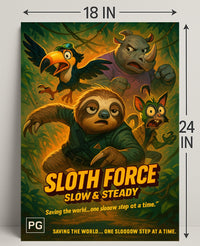 Sloth Force Slow Steady Poster PosterGoat