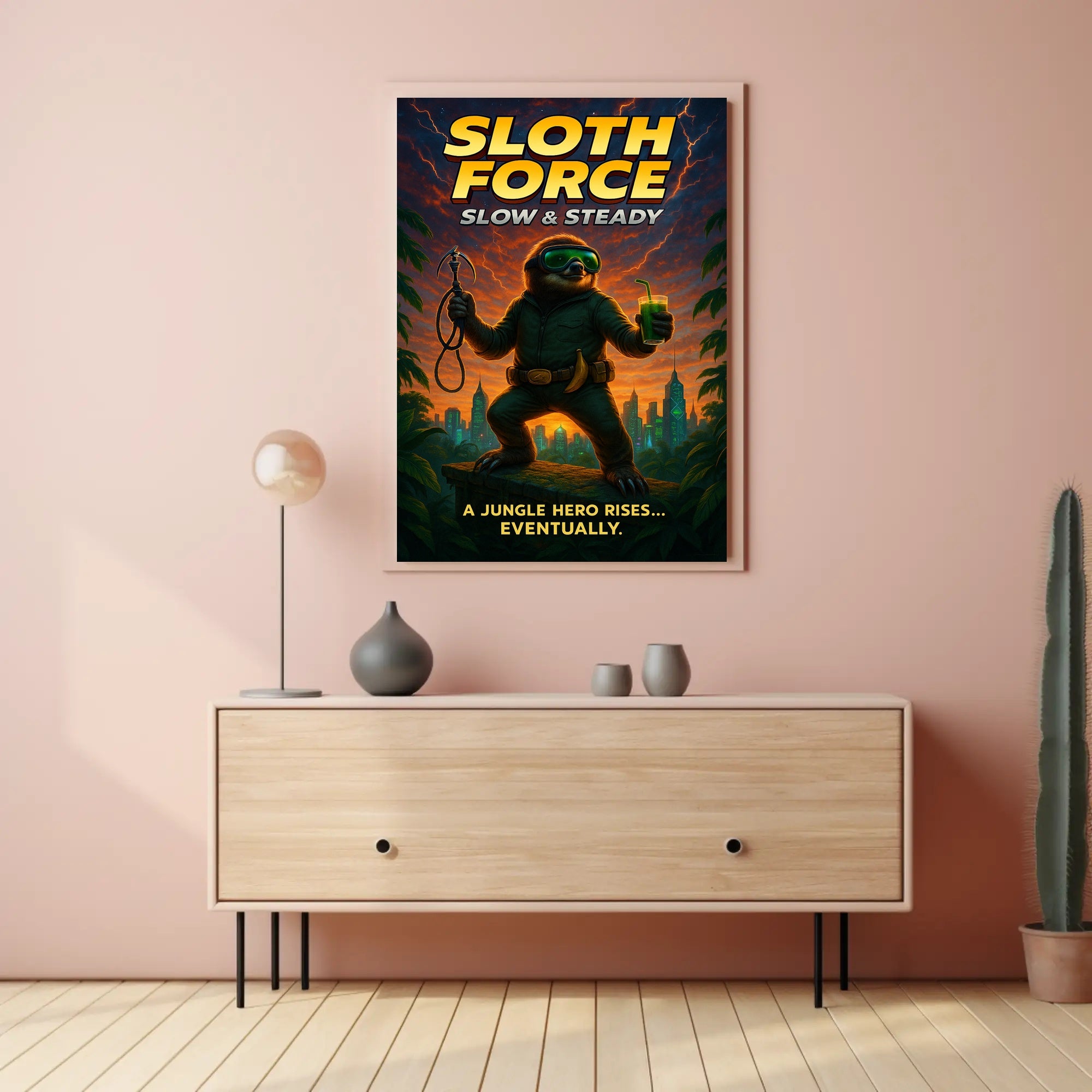 Sloth Force Slow Steady Poster PosterGoat