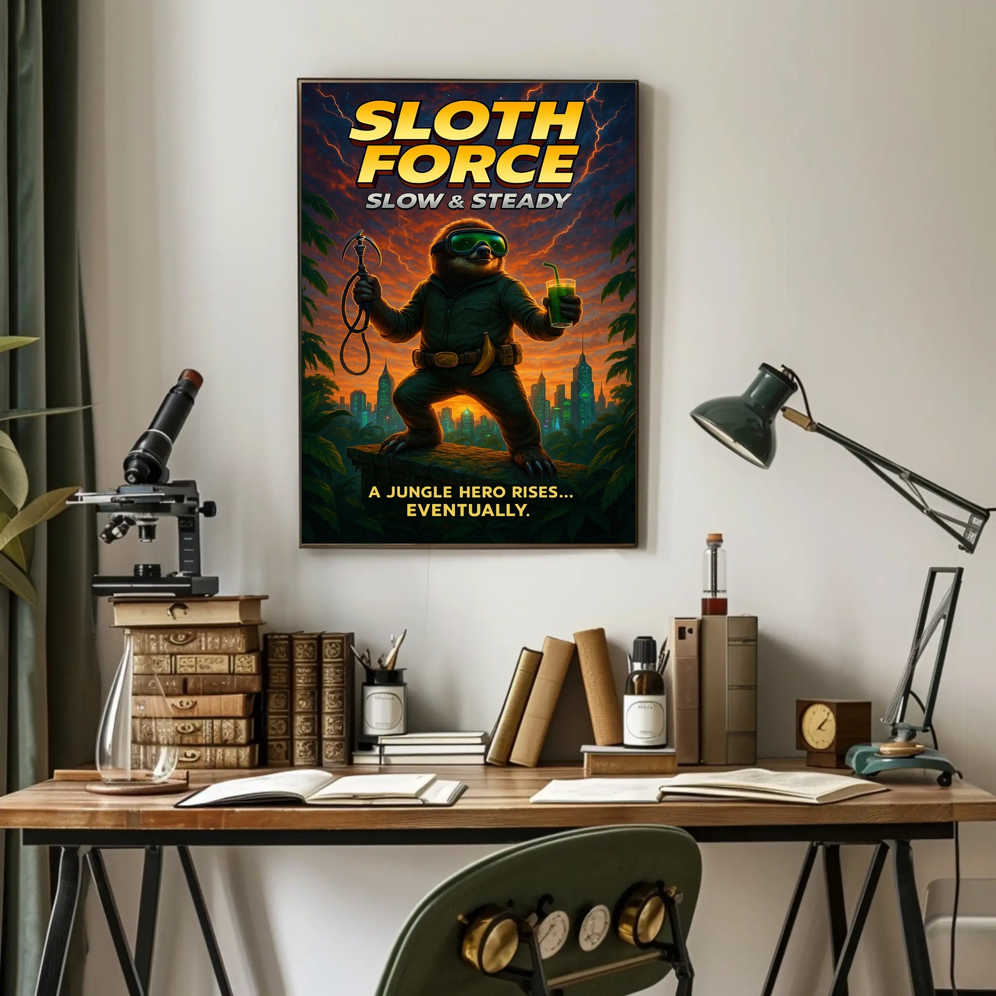 Sloth Force Slow Steady Poster PosterGoat