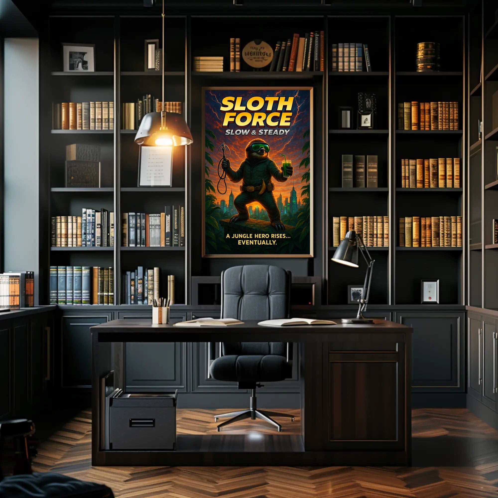 Sloth Force Slow Steady Poster PosterGoat