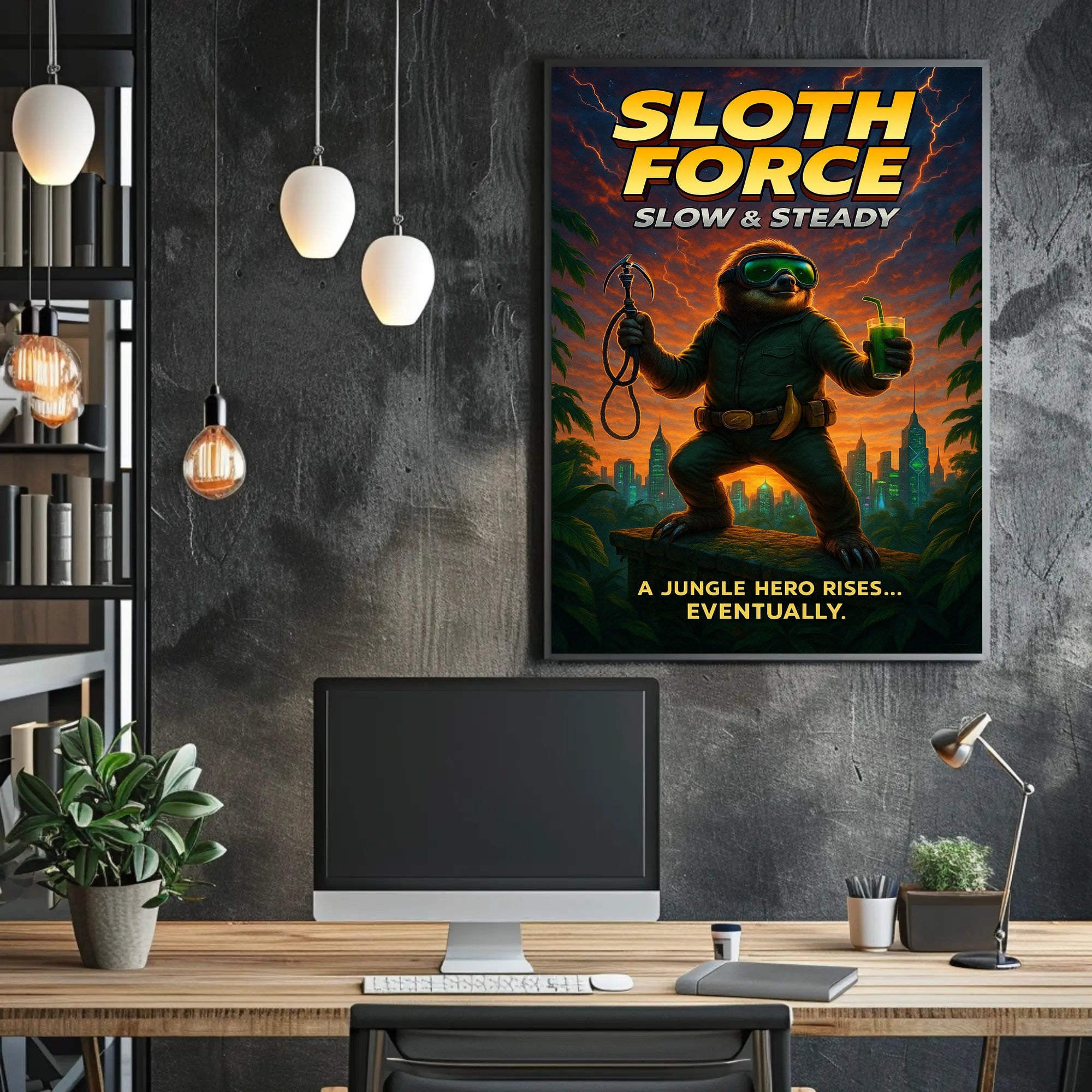 Sloth Force Slow Steady Poster PosterGoat
