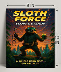Sloth Force Slow Steady Poster PosterGoat