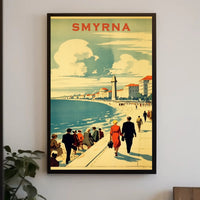 Smyrna Vintage Travel Poster: Nostalgic Mediterranean Coastal Scene PosterGoat