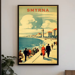 Smyrna Vintage Travel Poster: Nostalgic Mediterranean Coastal Scene PosterGoat