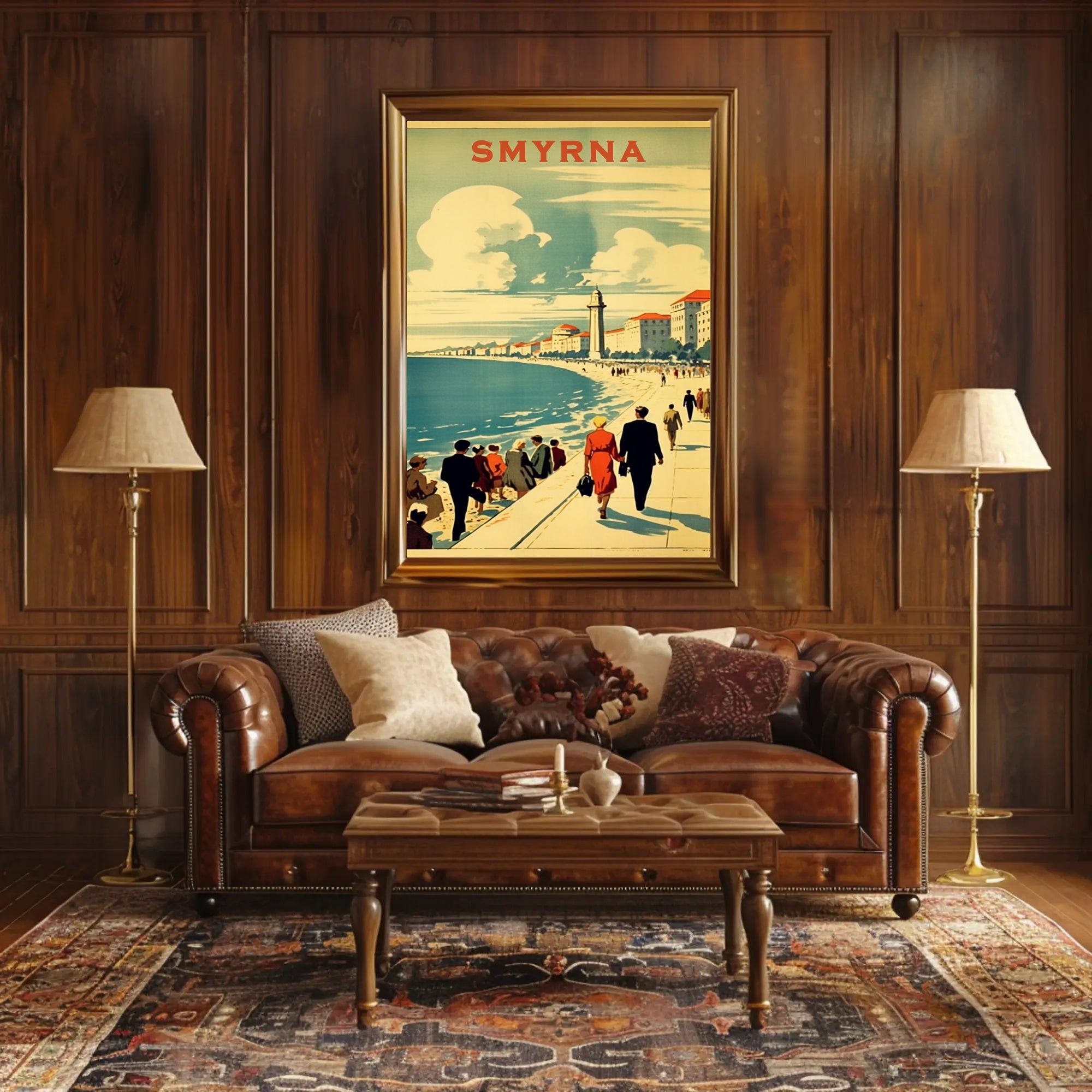 Smyrna Vintage Travel Poster: Nostalgic Mediterranean Coastal Scene PosterGoat